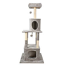 GOOPAWS Cat Tree Tower with Condo, Faux Fur Cat Furniture, 58 Inch
