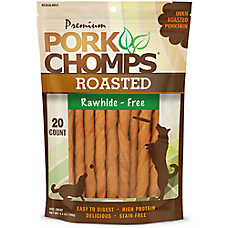 Pork Chomps Rawhide-Free Roasted Twists Adult Dog Treats - 20 ct