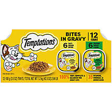 Temptations Wet Cat Food - Bites in Gravy, Variety Pack, 12 Count, 3.5 OZ