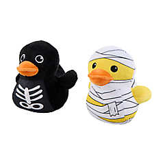 Thrills & Chills&trade; Halloween Plush Duck Mummy Skeleton  Dog Toy 2-Pack