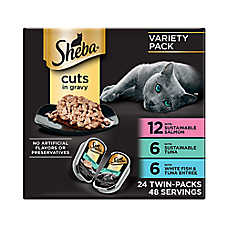 Sheba? Perfect Portions Adult Wet Cat Food - Salmon, Tuna, & White Fish, Cuts in Gravy, Variety Pack
