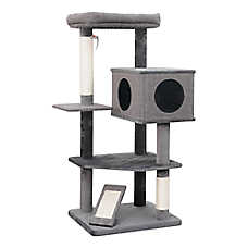 Catry 49in Large Cat Tree Cando, Multi 4-Level, Scratching Posts, Dark Grey
