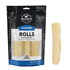 Dentley's Highly Digestable Rawhide Rolls 6 inch All Life Stage Dog Chew Treats - Natural