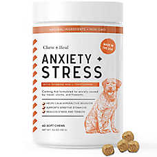 Chew + Heal Dog Anxiety & Stress Calming Supplement for Anxiety Relief, Chicken Flavor, 60 CT