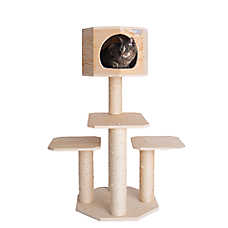 Armarkat 46-in Premium Scots Pine Real Wood Cat Tree With Scratching Posts, Natural