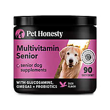 Pet Honesty 10-in-1 Multivitamin for Senior Dogs with Omegas, Duck Flavor Soft Chews, 90 Count