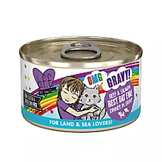 Weruva B.F.F. OMG Gravy! For Land & Sea Lovers Wet Cat Food - Minced in Gravy, 2.8 OZ, Can