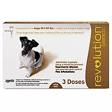 Revolution (selamectin) Topical for Dogs - 10.1-20 lbs (Brown) - 3 or 6 Month Supply