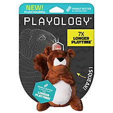 Playology Squirrel Peanut Butter Scent Plush Dog Toy, Small