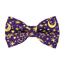 Made By Cleo? Moonlight Purple Moon & Stars Cat Bow Tie
