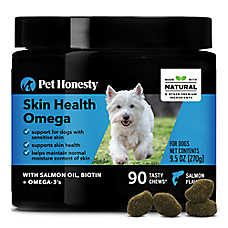 Pet Honesty Dog Skin Health Omega Supplement with Salmon Oil,  Salmon Flavor Soft Chews, 90 ct