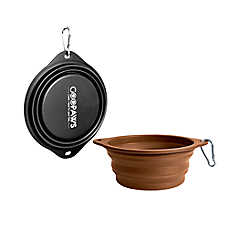 GOOPAWS 2 Pack Collapsible Silicone Dog Bowls, Non-Skid Travel Pet Bowls, Black & Brown