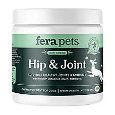 Fera Pets Dog Hip + Joint Supplement with Glucosamine & Postbiotic, Soft Chews, 90 Count