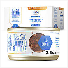 Tiki Cat Veterinary Solutions LO-Calorie Wet Cat Food - Tuna & Pollock in Tuna Broth, Flaked