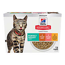Hill's Science Diet Adult Wet Cat Food - Perfect Weight, Variety Pack, 12 Ct, 34.8 Oz