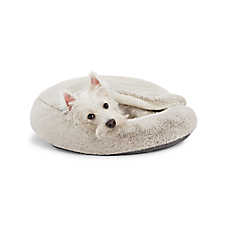 Top Paw? Faux Fur Grey Snuggler Cave Medium Dog Bed 22Lx22W