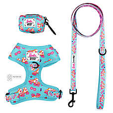 Sassy Woof Barbie On a Roll Dog Harness, Leash and Waste Bag Holder Bundle
