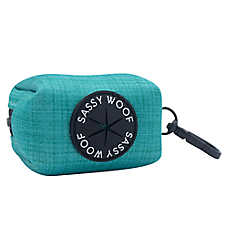 Sassy Woof Dog Waste Bag Holder, Napa Teal Bag Holder W/ Carabiner Clip For Convenient Access