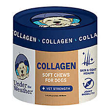 Under The Weather Dog Collagen Soft Chew Supplements for Skin & Joint Health, Chicken Liver, 60 CT