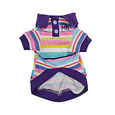 Max's Closet Designer Stripes Polo Pink Blue Dog Shirt
