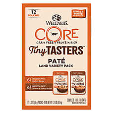 Wellness? CORE? Tiny Tasters Adult Cat Wet Food - Natural, Pate, Land Variety Pack, 12 CT, 21 OZ