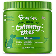 Zesty Paws Dog Hemp Elements Calming Bites for Stress Anxiety & Hyperactivity, Turkey, 90 CT