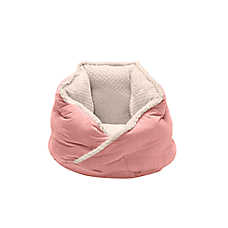 FurHaven Pet Minky Faux Fur & Velvet Calming Hug Bed - Pink, Gray, Small, Medium