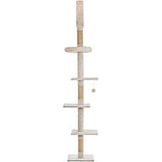 TRIXIE Kobe Sisal & Plush 90.5"-104" Ceiling Mount Cat Tree, 4-Level Cat Tower, Beige