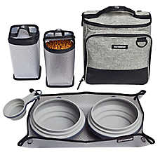 Cleverpup Bistro Box, 7-Piece Dog Food Travel Kit W/ Collapsible Bowls, Insulated Travel Bag & More