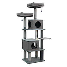 Catry 67in Large Cat Tree Cando, Multi 5-Level, Scratching Posts and Groomer, Dark Grey