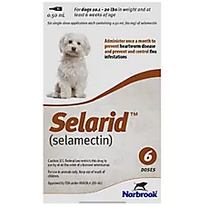 Selarid (selamectin) Topical for Dogs 10.1-20 lbs (Brown Box), 6 Month Supply