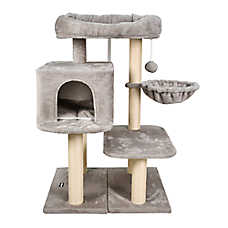 GOOPAWS Faux Fur Cat Tree Tower with Top Perch, 43 Inch