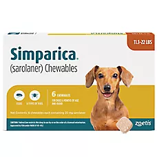 Simparica (sarolaner) Chewables for Dogs, 11.1-22 lbs (Caramel), 3 or 6 Month Supply