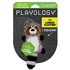 Playology Racoon Sweet Potato Scent Squeaky Plush Dog Toy, Small