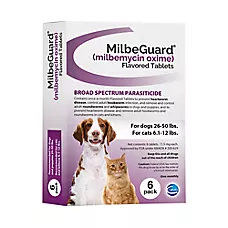 MilbeGuard Flavored Tablets for Dogs & Cats - Dog 2650 lbs, Cat 6.112 lbs (Purple) 6 Month Supply