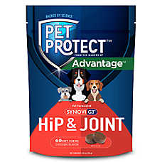 Pet Protect Dog Vet-Formulated Hip & Joint Supplement, Synovi G3, Chicken Flavor Soft Chews, 60 Ct