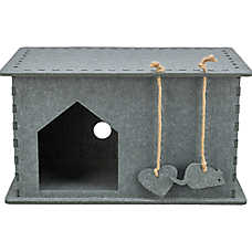 TRIXIE Lene Felt Indoor Cat Condo, Small Cat Hideaway - Cat Toy, Jute Scratching Pads, Gray