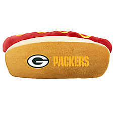 Pets First Green Bay Packers Plush Hot Dog Dog Toy