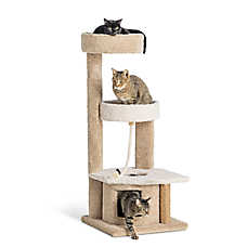 Whisker City? 48-in Cozy Climber Carpet 3-Level Cat Tower W/ Scratching Post,Cat Condo, Dangle Rope