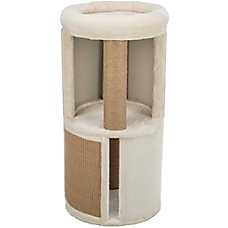 TRIXIE Giorgia Plush & Sisal 32" Cat Condo Tower, Scratching Posts  with Padded Bed, Beige