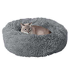 FurHaven Calming Cuddler Donut MediumPet Bed - Gray 23Lx23W