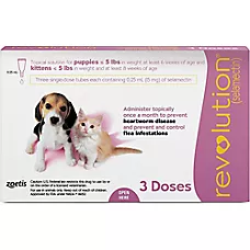 Revolution (selamectin) Topical for Puppies and Kittens - Up to 5 lbs (Mauve) - 3 Month Supply
