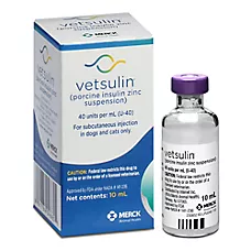 Vetsulin (porcine insulin zinc suspension) U-40 Injectable, Insulin for Dogs and Cats, 10 ml