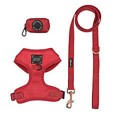 Sassy Woof Merlot Dog Harness, Leash and Waste Bag Holder Bundle
