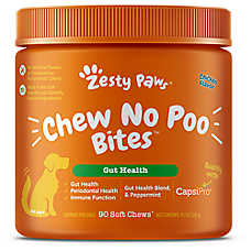 Zesty Paws Dog Supplement Chew No Poo Bites, Gut Health, Poop Eating Deterrent, Chicken Flavor, 90ct