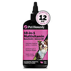 Pet Honesty Dog 10-in-1 Multivitamin Bone Broth + Salmon Oil Liquid Supplement - Turkey, 12 fl oz