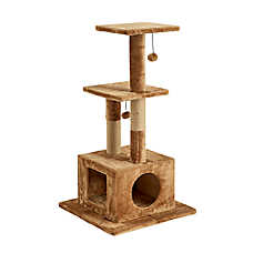Two By Two The Willow 43-in Faux-Fleece Cat Tree & Condo, Brown