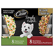 Cesar? Simply Crafted Dog Food Toppers - Chicken & Beef Recipes Variety Pack, 16 Count
