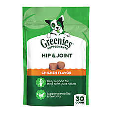 Greenies? Dog Hip & Joint Supplement with Glucosamine, Chicken Flavor Soft Chews, 30 Count