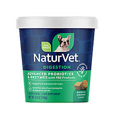 NaturVet  Dog Advanced Digestion Probiotic & Enzymes Soft Chews, Bacon & Chicken, 70 Count